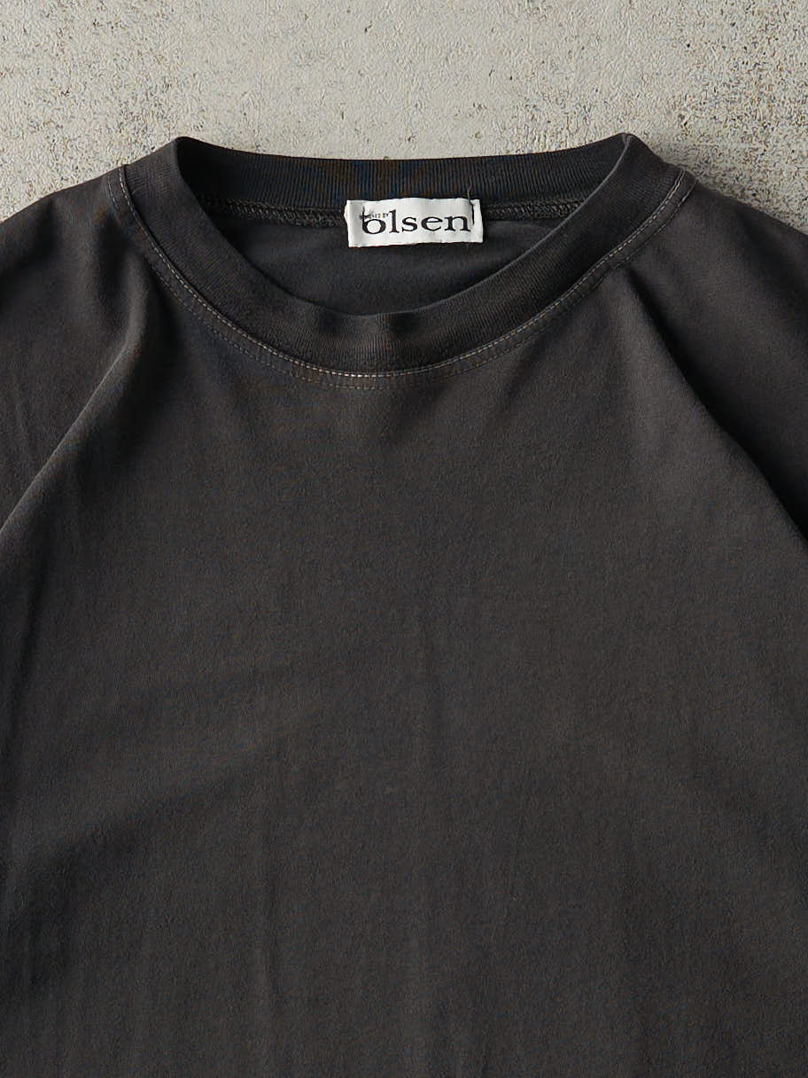 Vintage 90s Black Blank Contrast Stitch Tee (L)