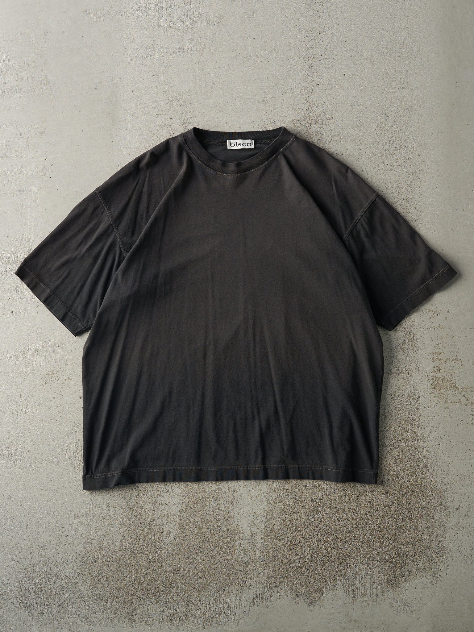 Vintage 90s Black Blank Contrast Stitch Tee (L)