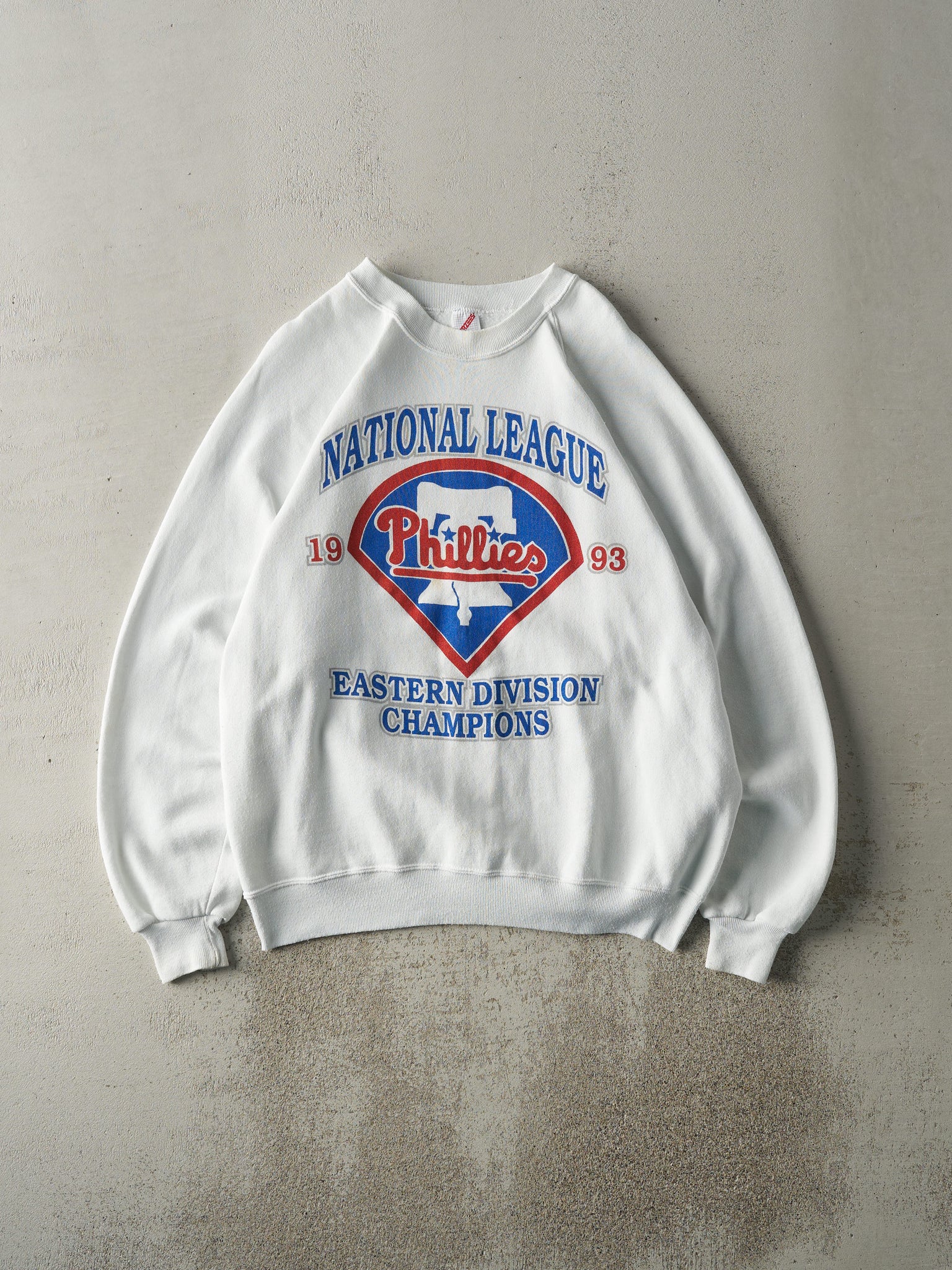 Vintage 93' White Philadelphia Phillies Eastern Division Champions Crewneck (L)