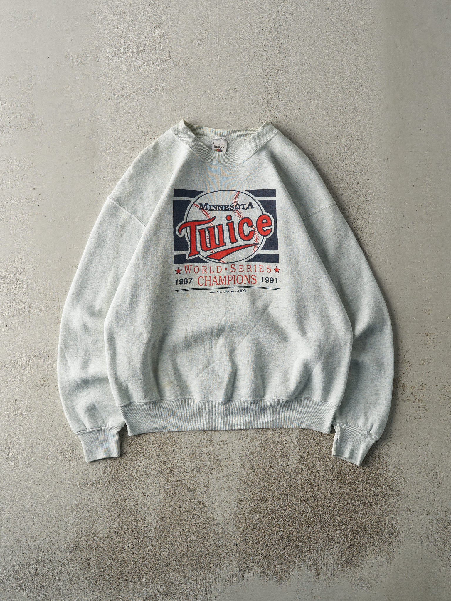 Vintage 91' Heather Grey Minnesota Twins World Series Champions Crewneck (M/L)