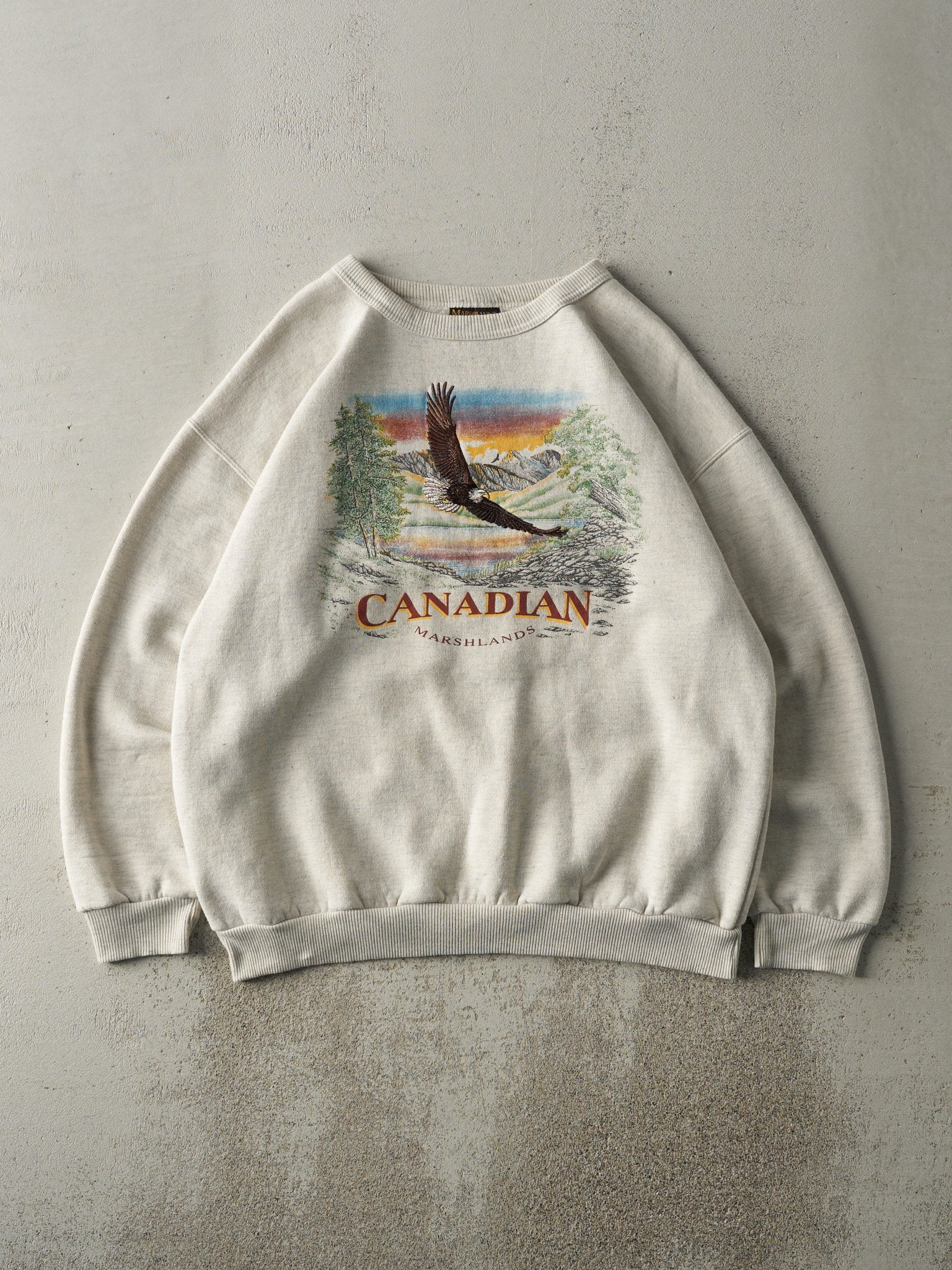 Vintage 90s Heather Grey Canadian Marshlands Boxy Crewneck (L/XL)