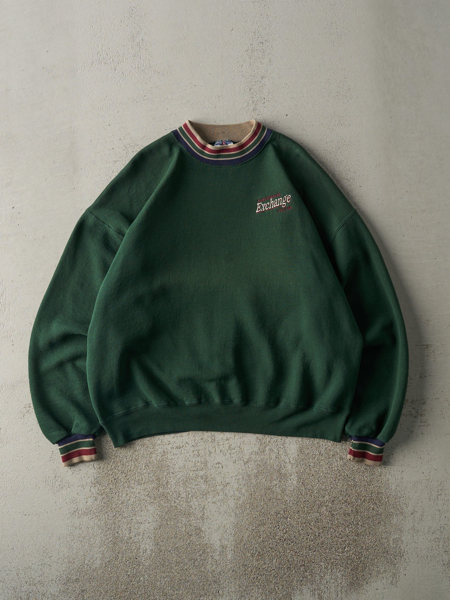 Vintage 90s Forest Green Embroidered National Exchange Club Boxy Crewneck (L)