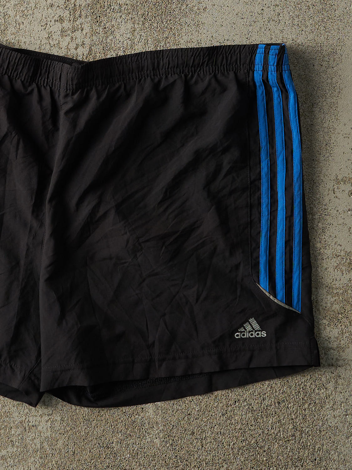 Vintage Y2K Black & Blue Adidas Striped Track Shorts (39x5