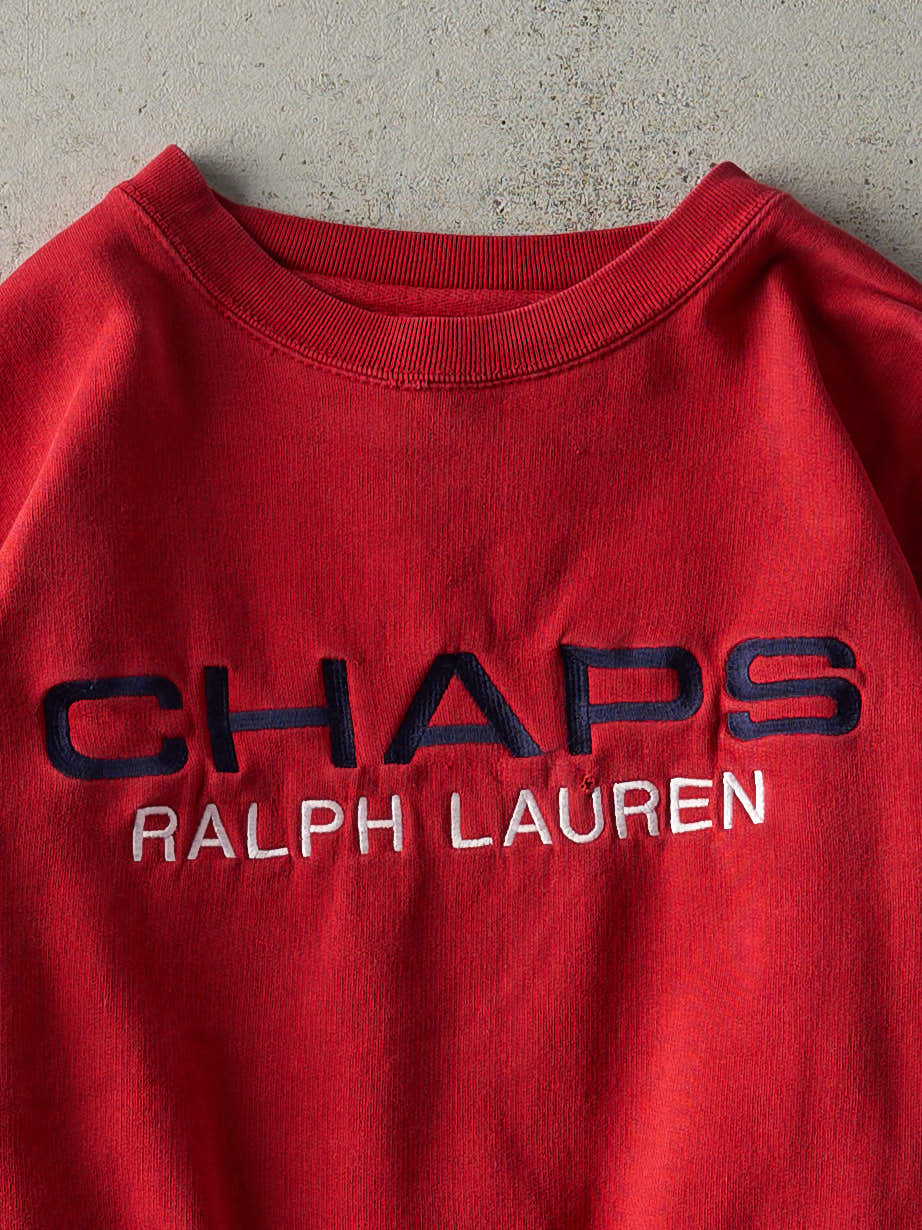 Vintage Y2K Red Chaps Ralph Lauren Embroidered Boxy Crewneck (M)