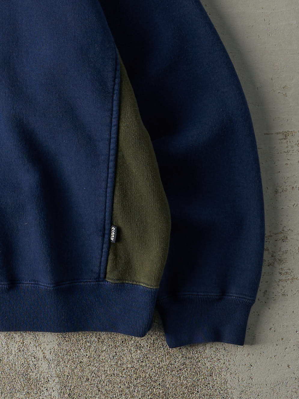 Vintage Y2K Navy Blue & Green Roots Quarter Zip Boxy Sweatshirt (L)