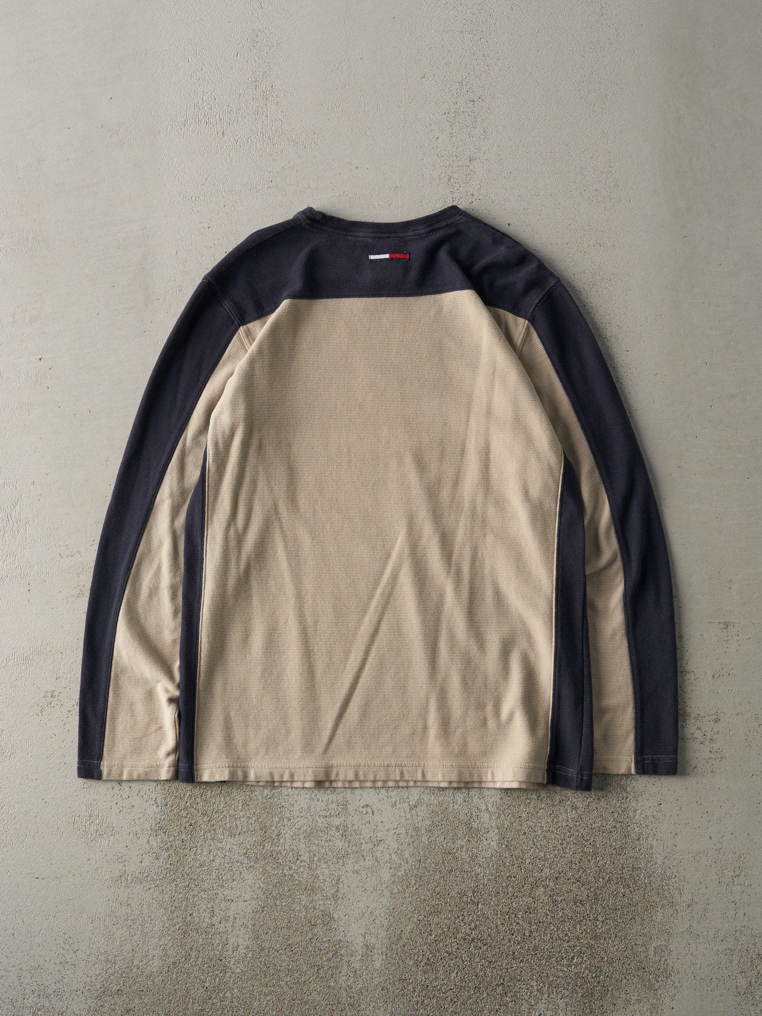 Vintage Y2K Beige & Navy Tommy Jeans Thermal Long Sleeve (M/L)