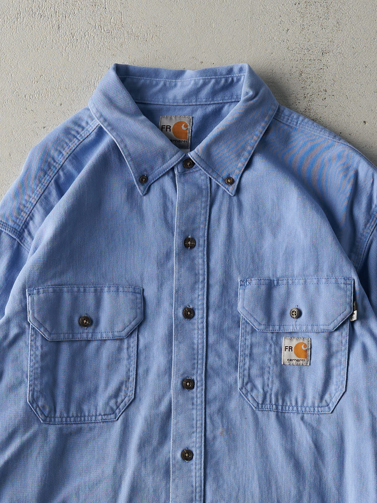 Vintage Y2K Blue Carhartt Fire Resistant Button Up (XL/XXL)