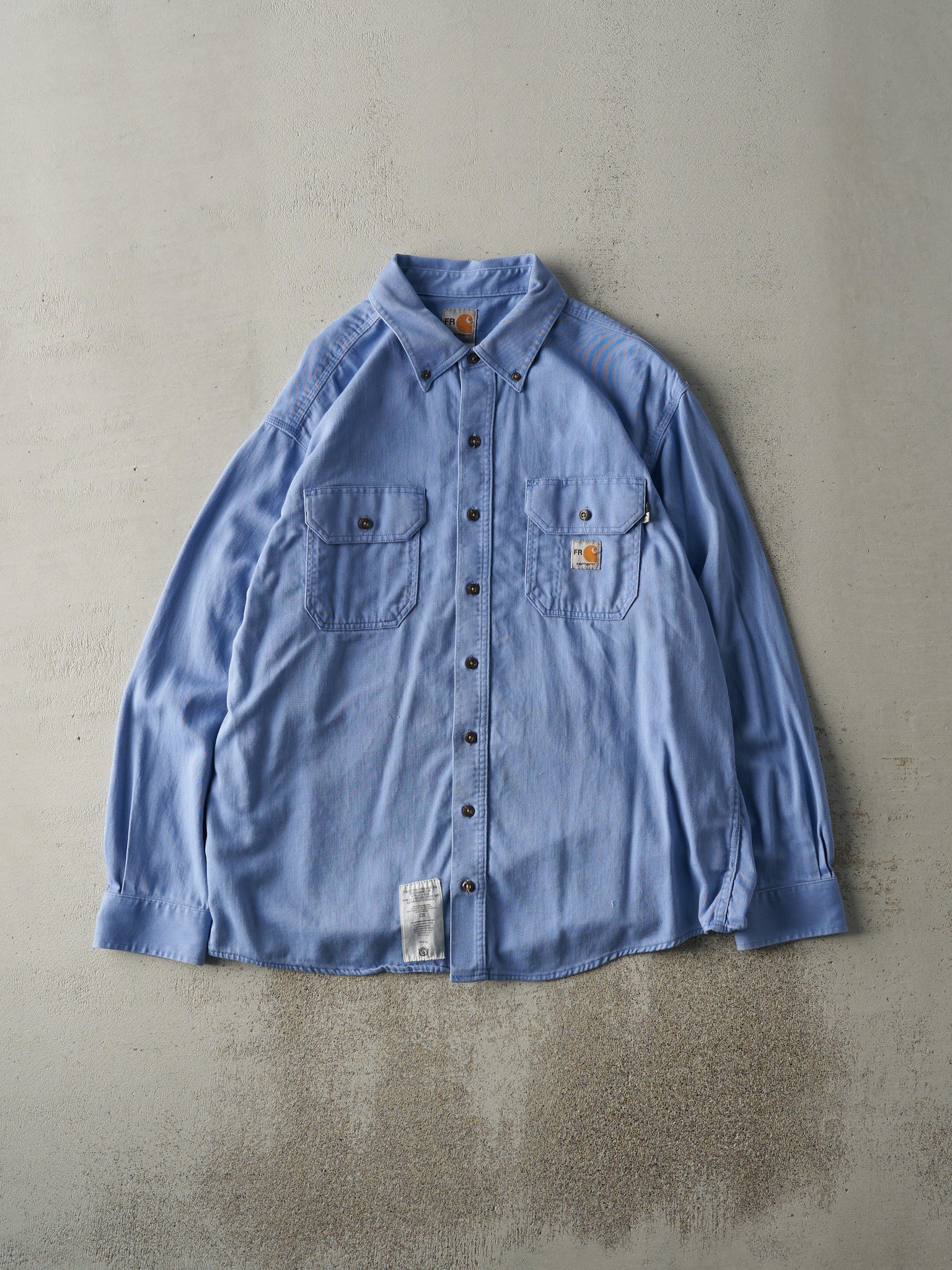 Vintage Y2K Blue Carhartt Fire Resistant Button Up (XL/XXL)