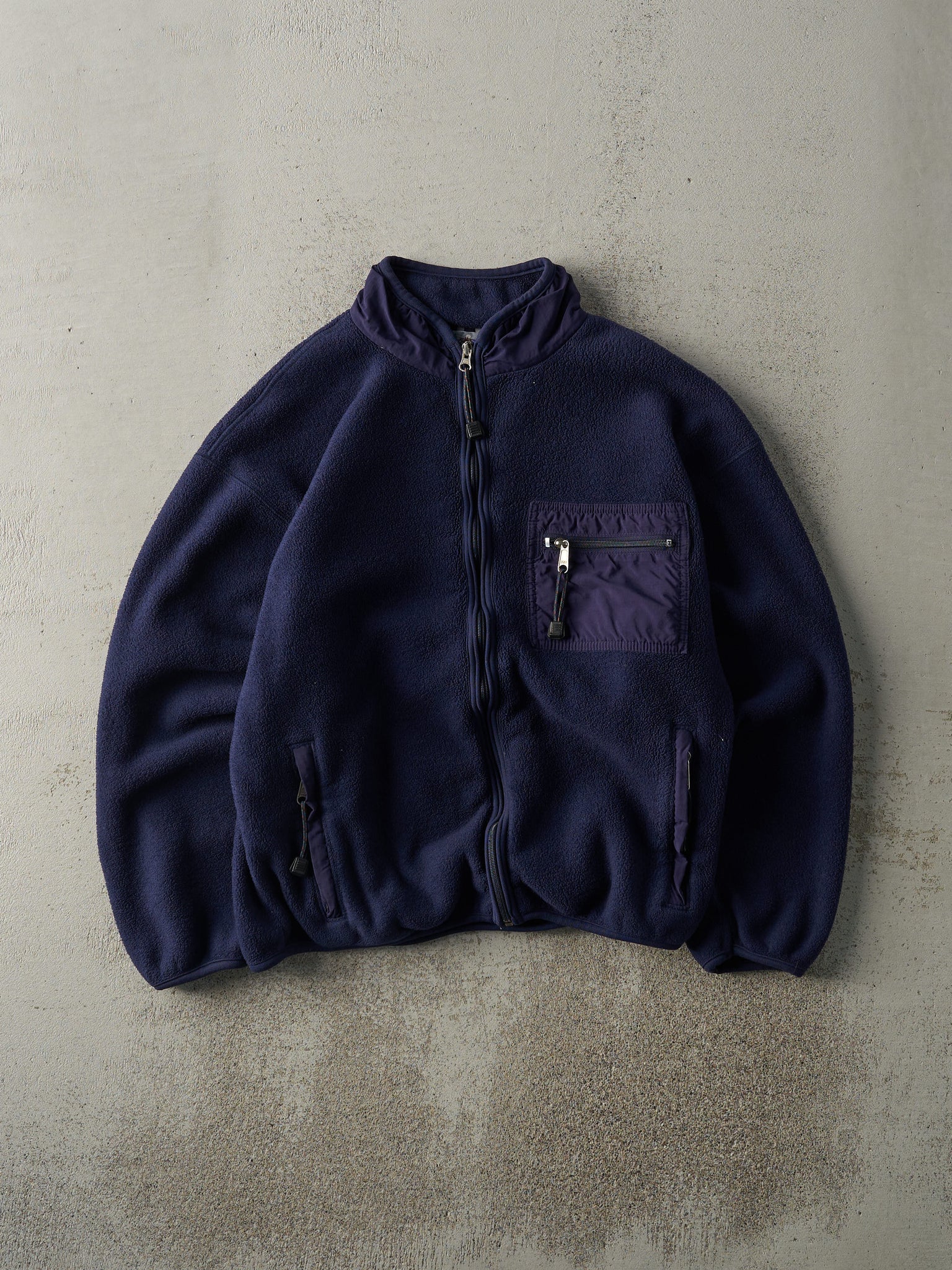 Vintage 90s Navy Blue Polartech Fleece Zip Up Jacket (S/M)