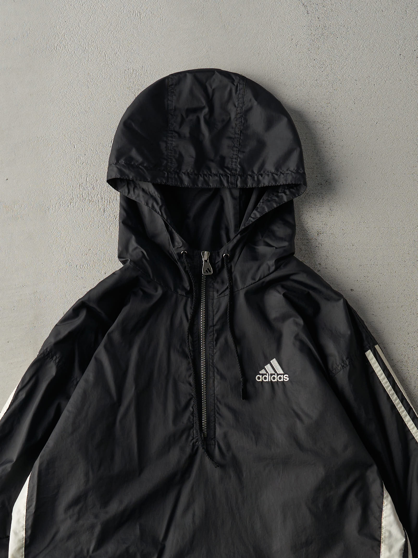Vintage 90s Black Adidas Quarter Zip Tear Away Jacket (XL