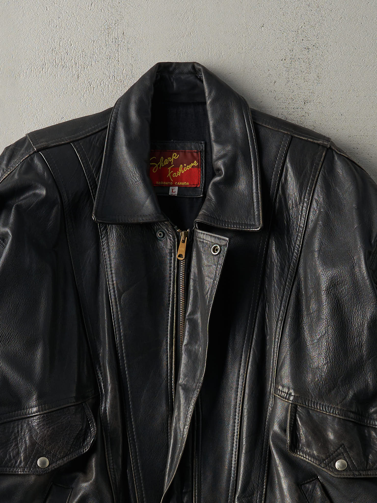 Vintage 80s Black Sharp Fashions Leather Jacket (L/XL)