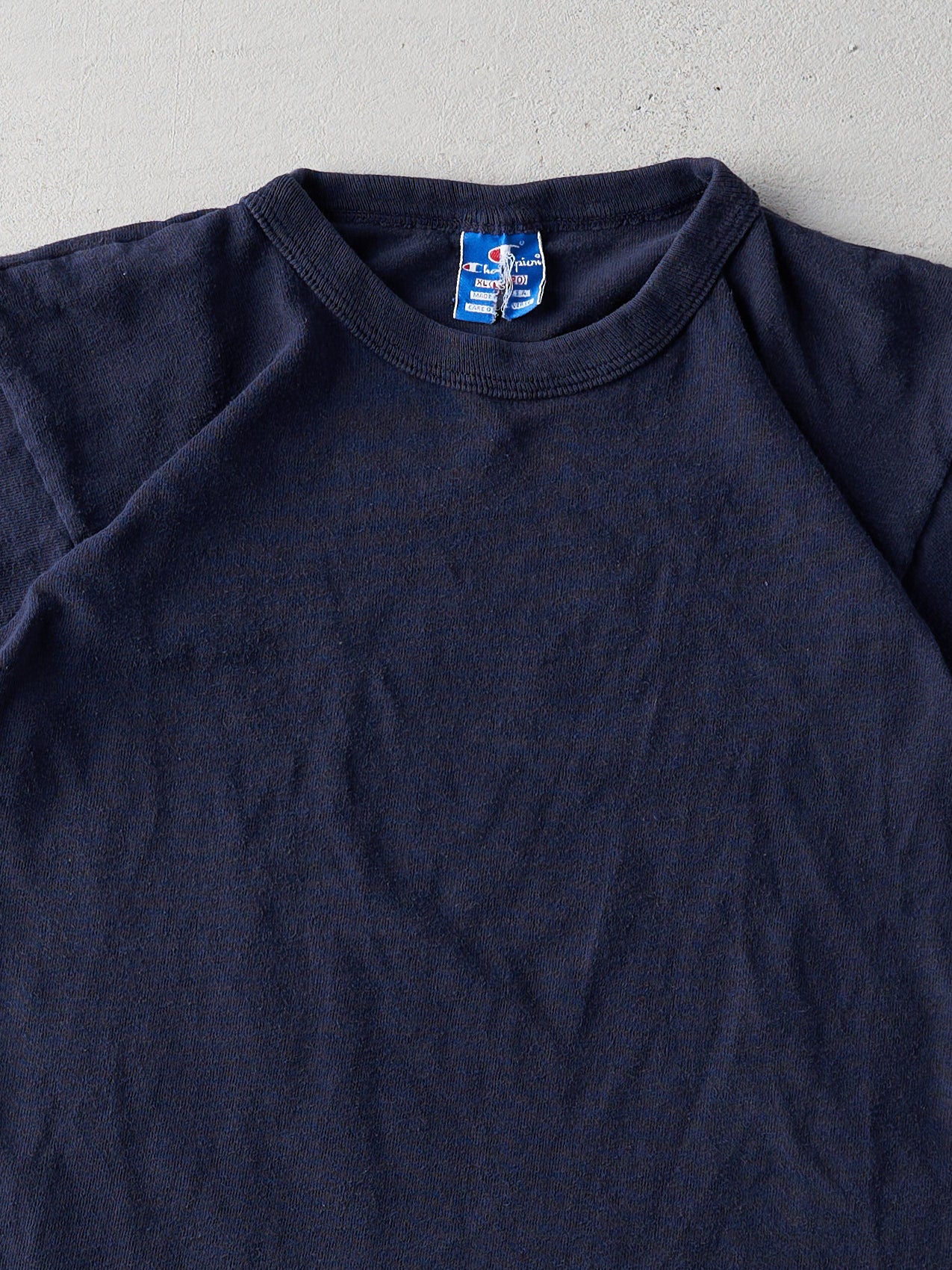 Vintage 80s Navy Blank Champion Tee (XS/S)