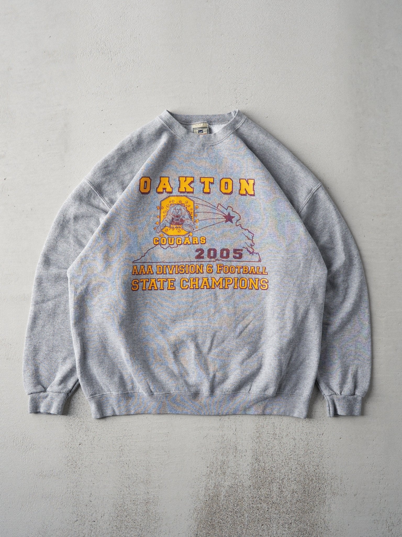 Vintage 05' Light Grey Oakton Football State Champions Crewneck (L)