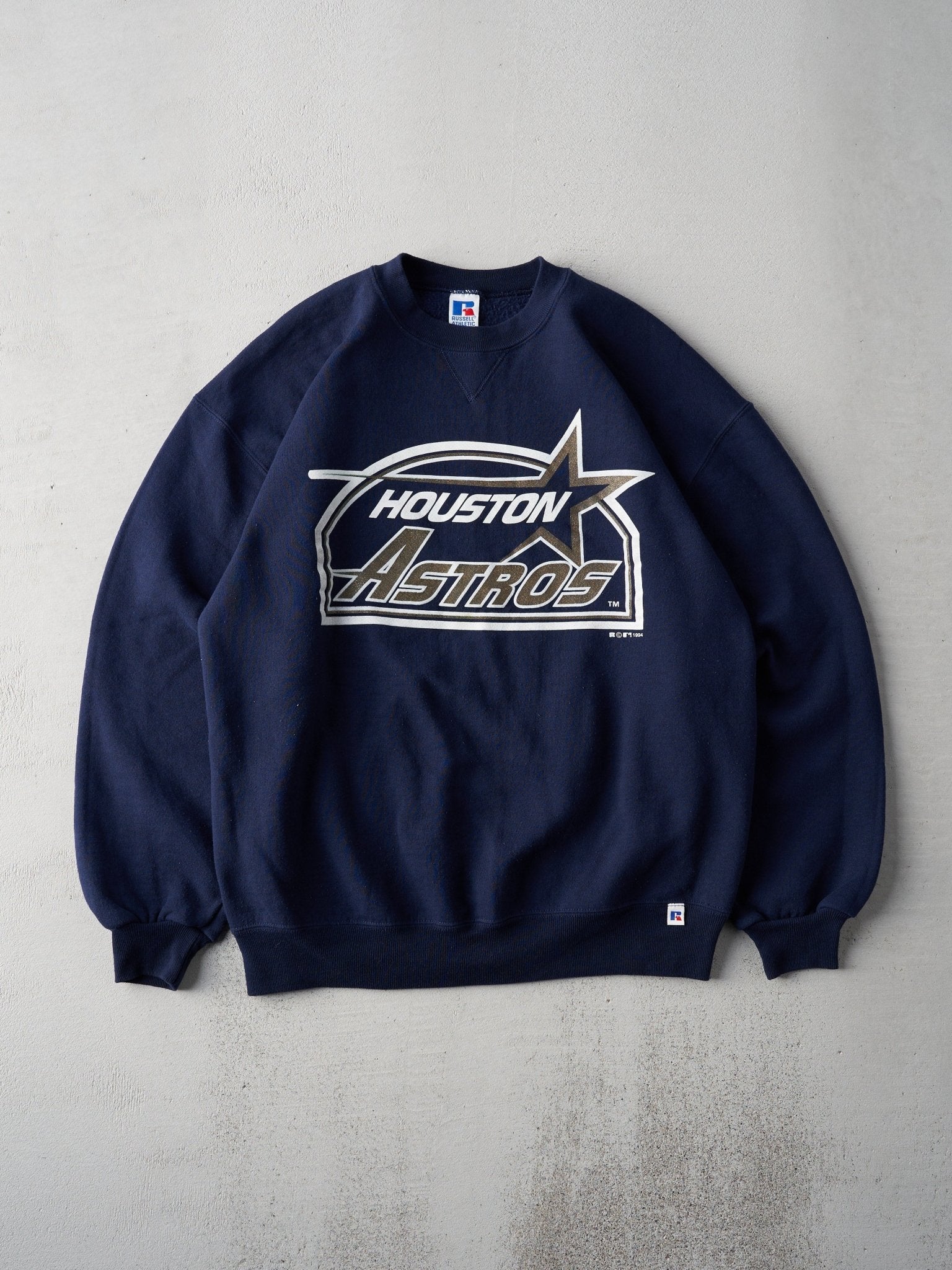 Vintage Rare 94' Navy Russell Athletics Houston Astros Crewneck (L)