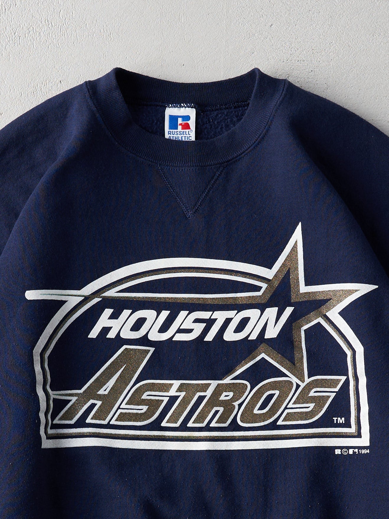 Vintage Rare 94' Navy Russell Athletics Houston Astros Crewneck (L)