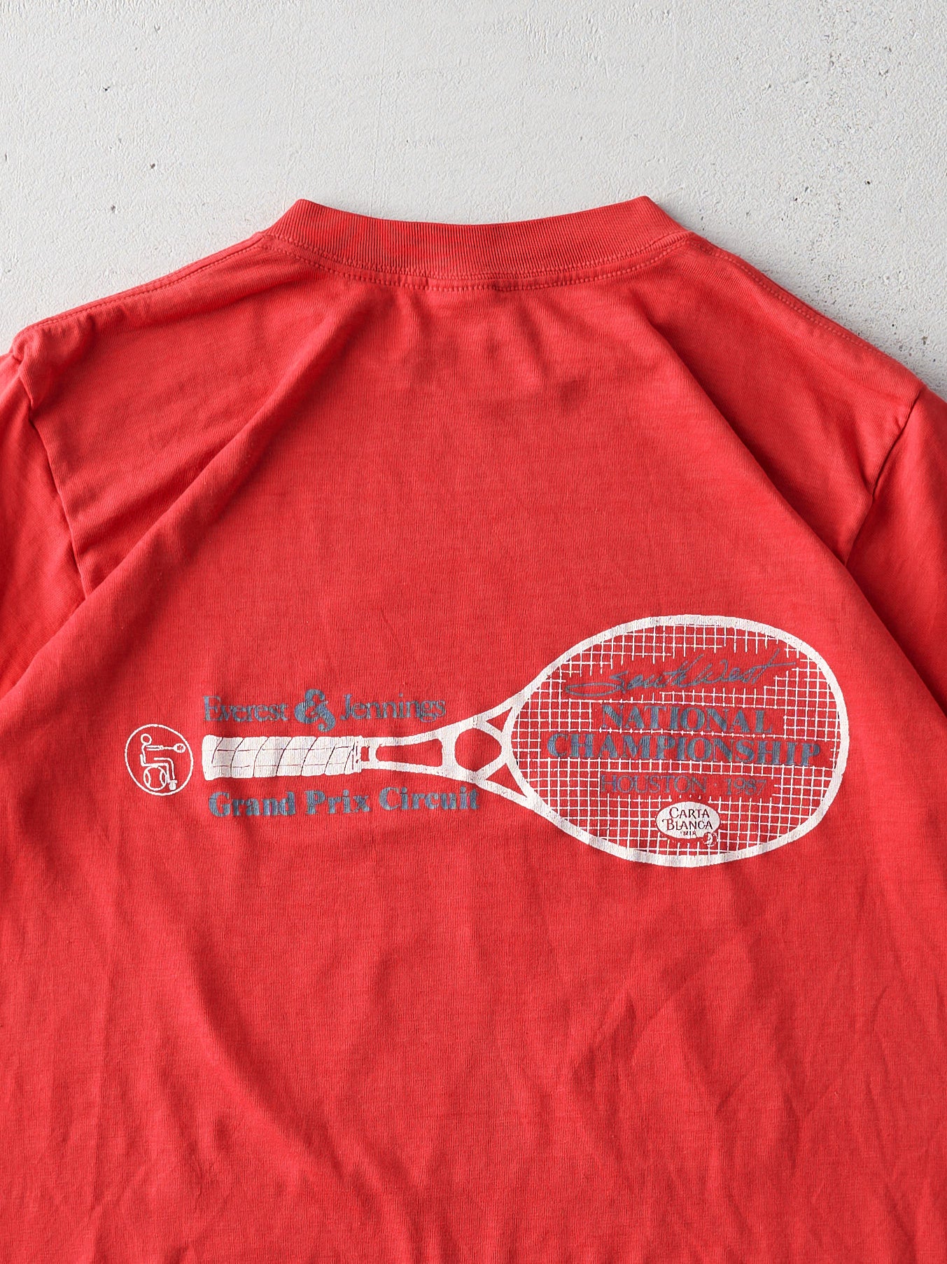 Vintage 87' Red Adidas Grand Prix Tennis Single Stitch Tee (S)