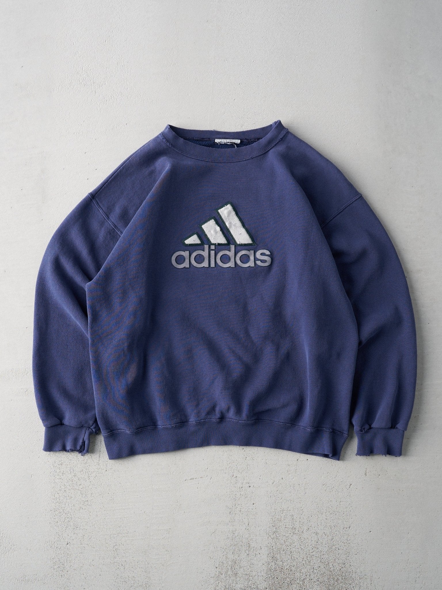 Vintage 90s Navy Blue Adidas Boxy Crewneck (L)