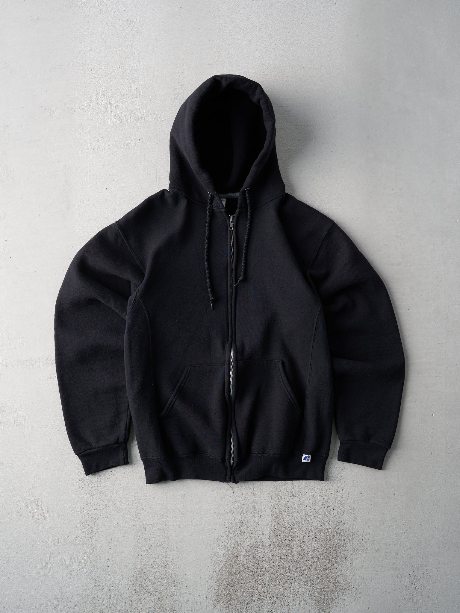 Vintage Black Russell Athletics Zip Up Hoodie (M)