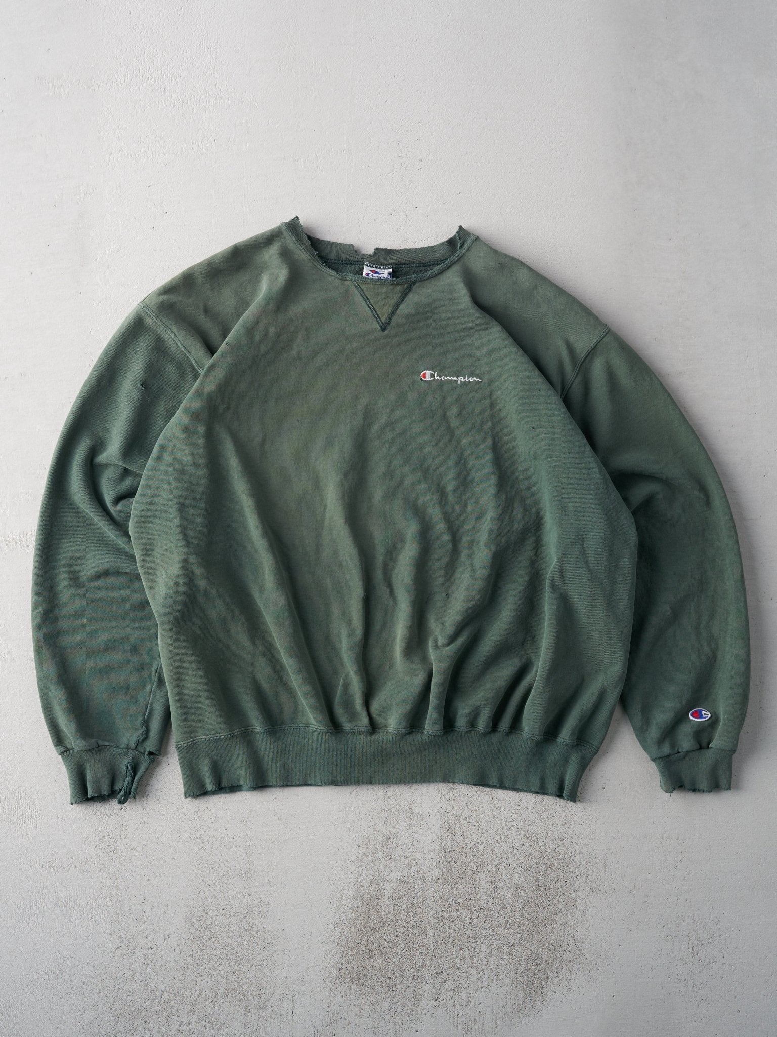 Vintage 90s Faded Forest Green Champion Crewneck (XL)