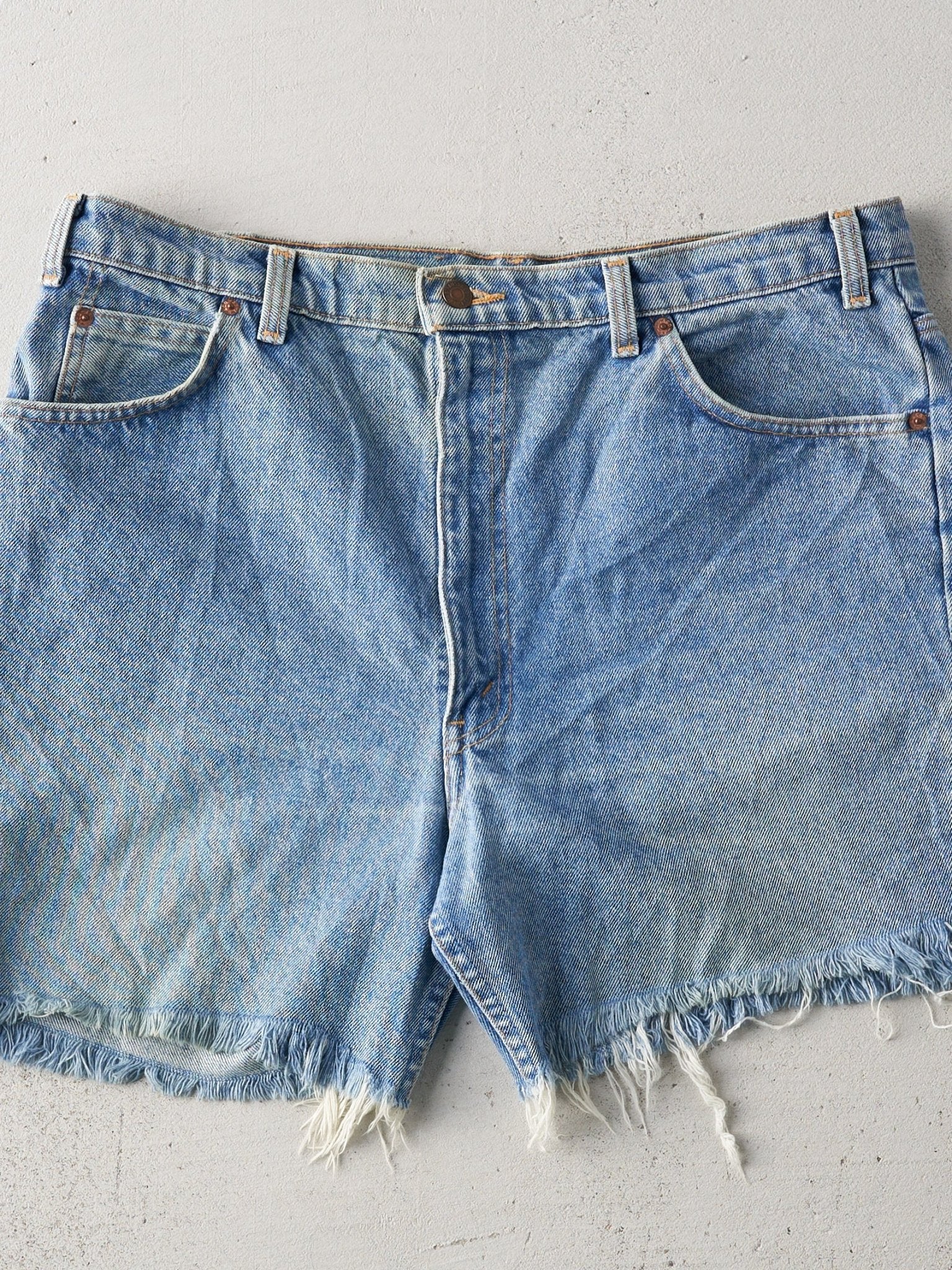 Vintage 80s Light Wash Levi 619 Orange Tab Cut Off Shorts (36x5.5)
