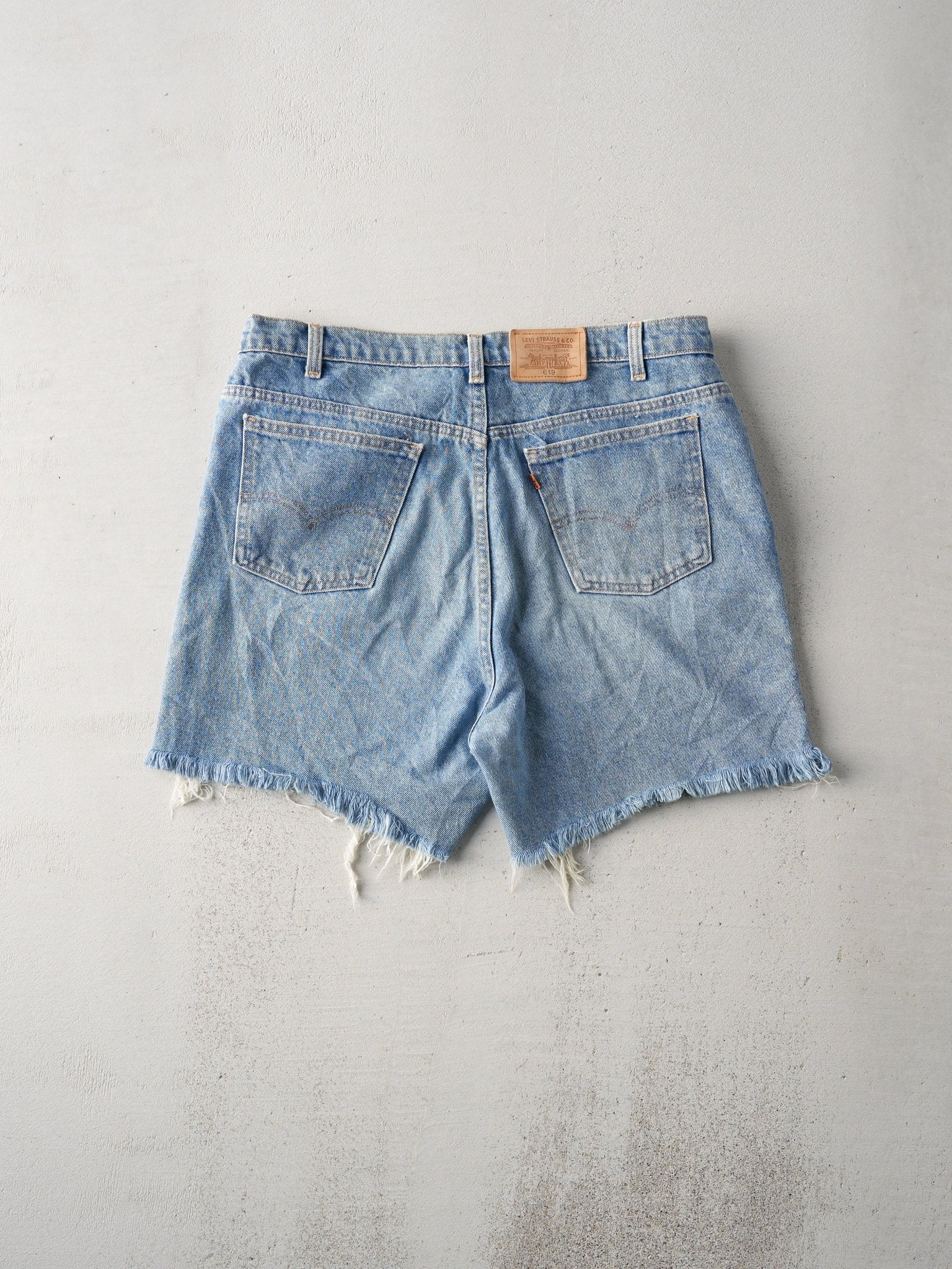 Vintage 80s Light Wash Levi 619 Orange Tab Cut Off Shorts (36x5.5)