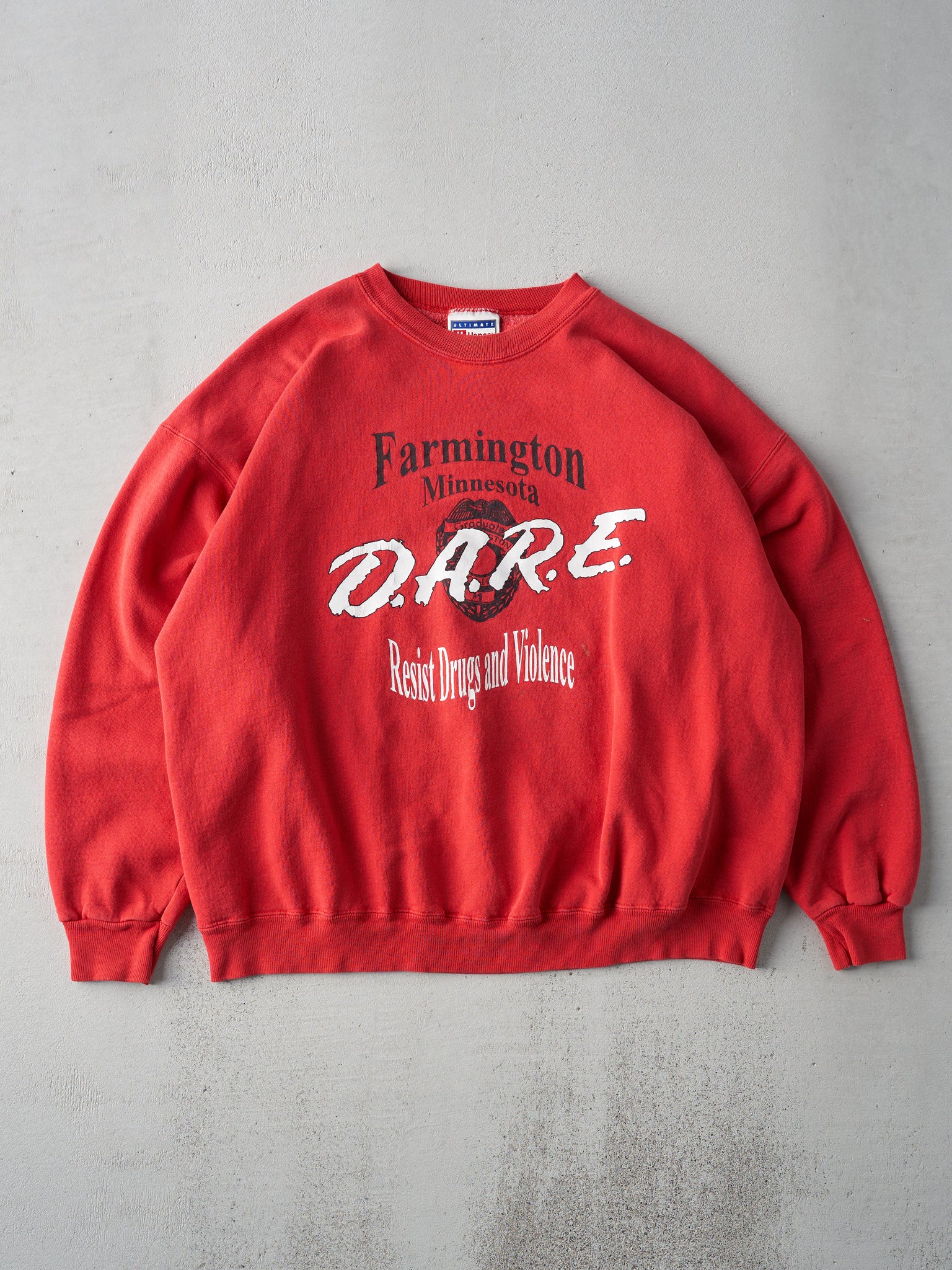 Vintage 90s Red D.A.R.E. Boxy Crewneck (XL)