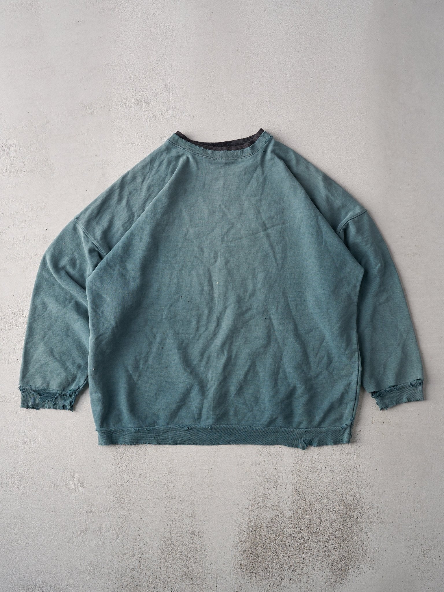 Vintage 90s Faded Green Boxy Blank Crewneck (XXL)