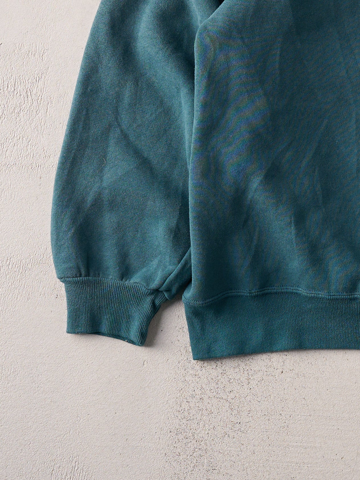 Vintage 80s Deep Teal Quarter Zip Collared Crewneck (L)