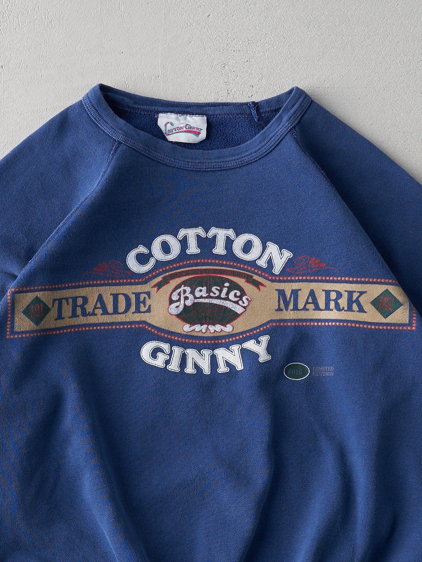 Vintage 80s Faded Navy Blue Cotton Ginny Boxy Crewneck (M/L