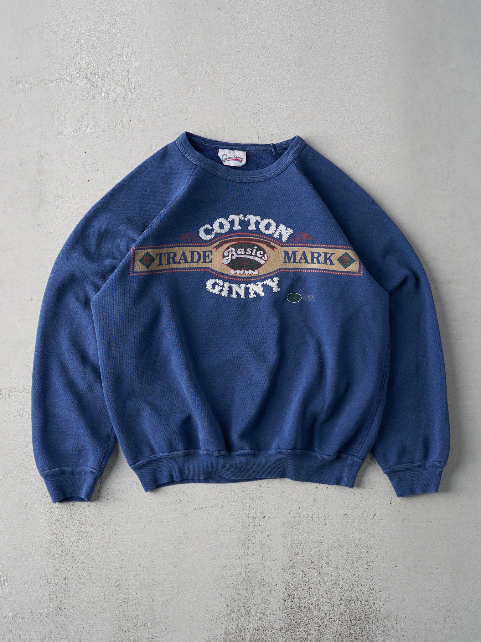 Vintage 80s Faded Navy Blue Cotton Ginny Boxy Crewneck (M/L)