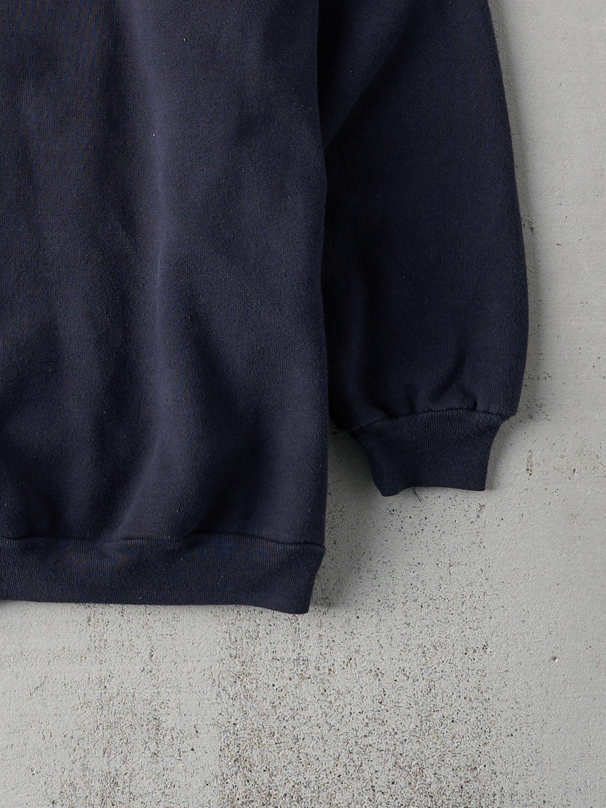 Vintage 90s Navy Blank Quarter Button Up Collared Crewneck (L)