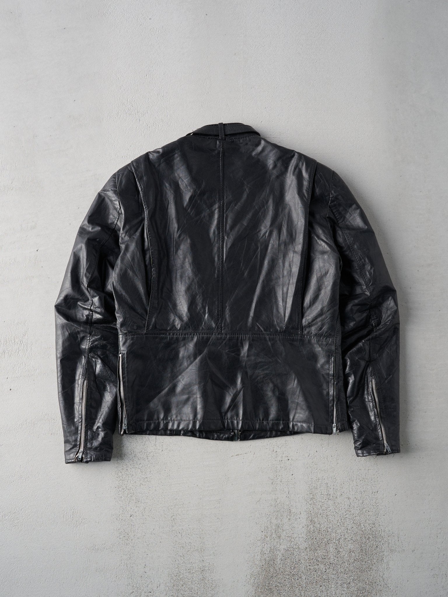 Vintage 80s Black Leather Biker Jacket (M)