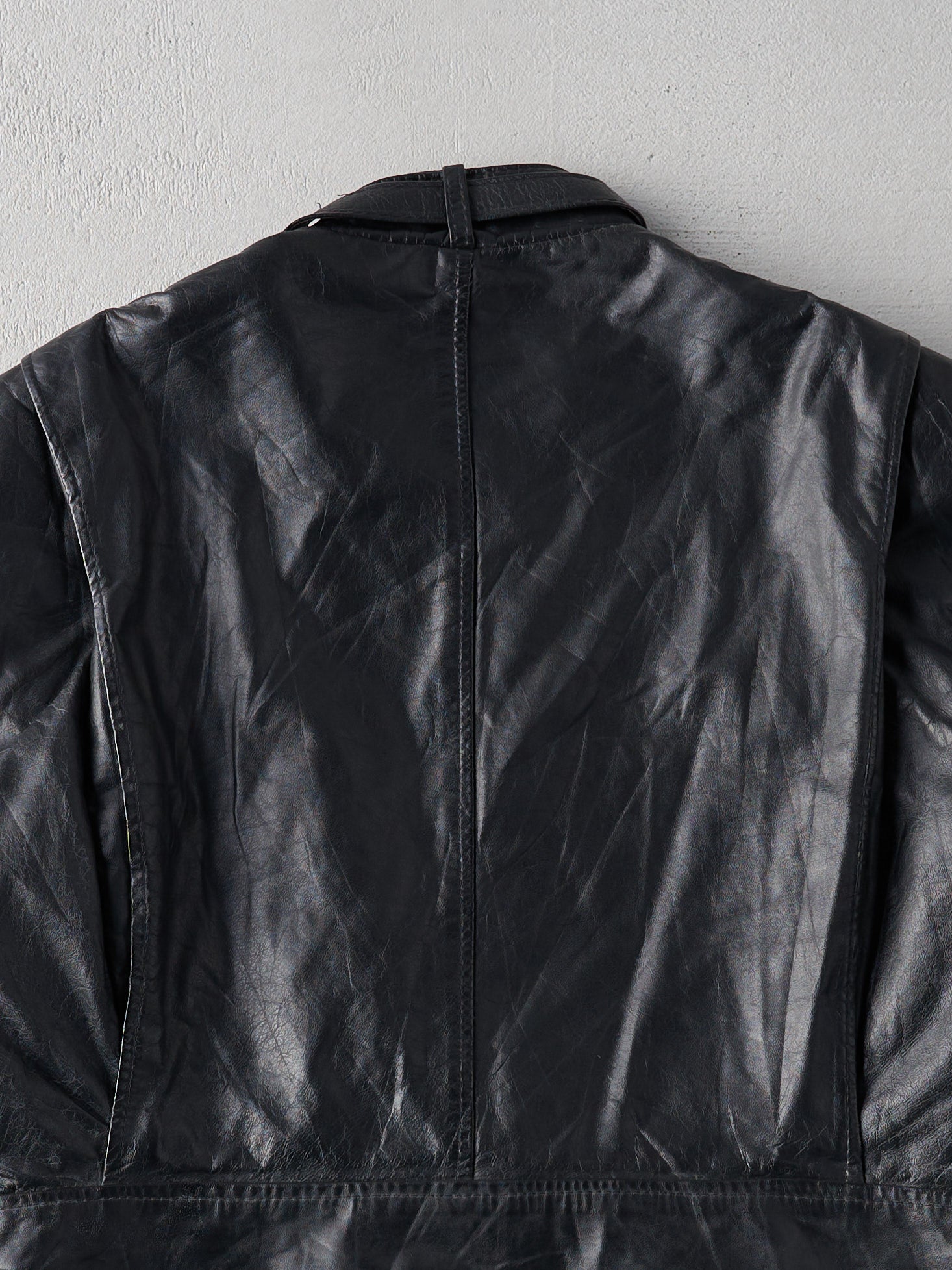 Vintage 80s Black Leather Biker Jacket (M)