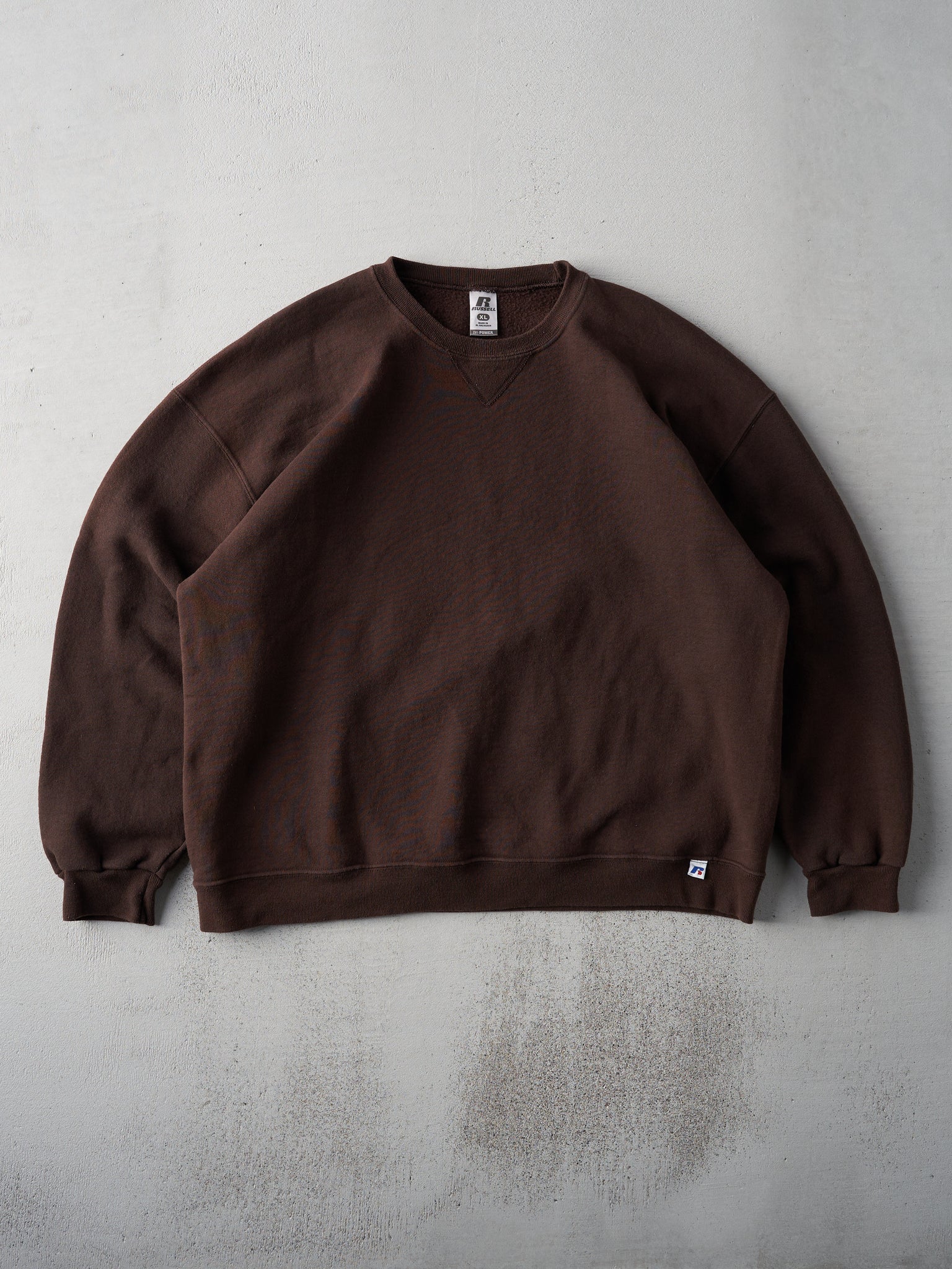 Vintage Chocolate Brown Blank Russell Athletics Boxy Crewneck (L/XL)