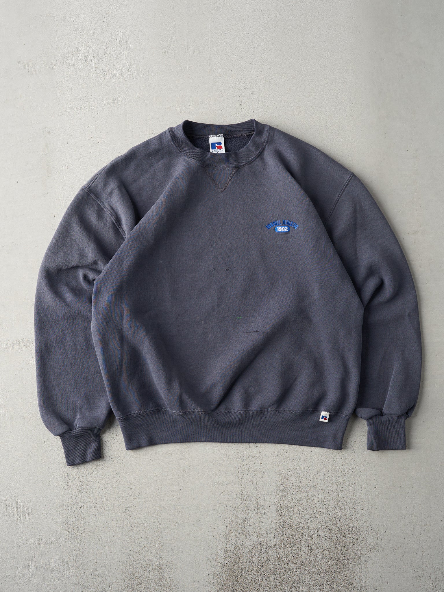 Vintage 90s Washed Grey Russell Athletics Crewneck (L)