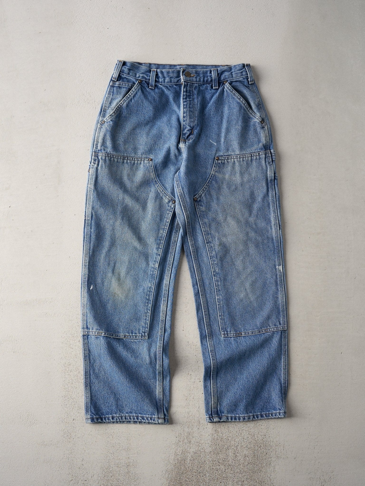 Vintage 90s Mid Wash Dungaree Double Knee Carhartt Denim Carpenter Pants (31x29)
