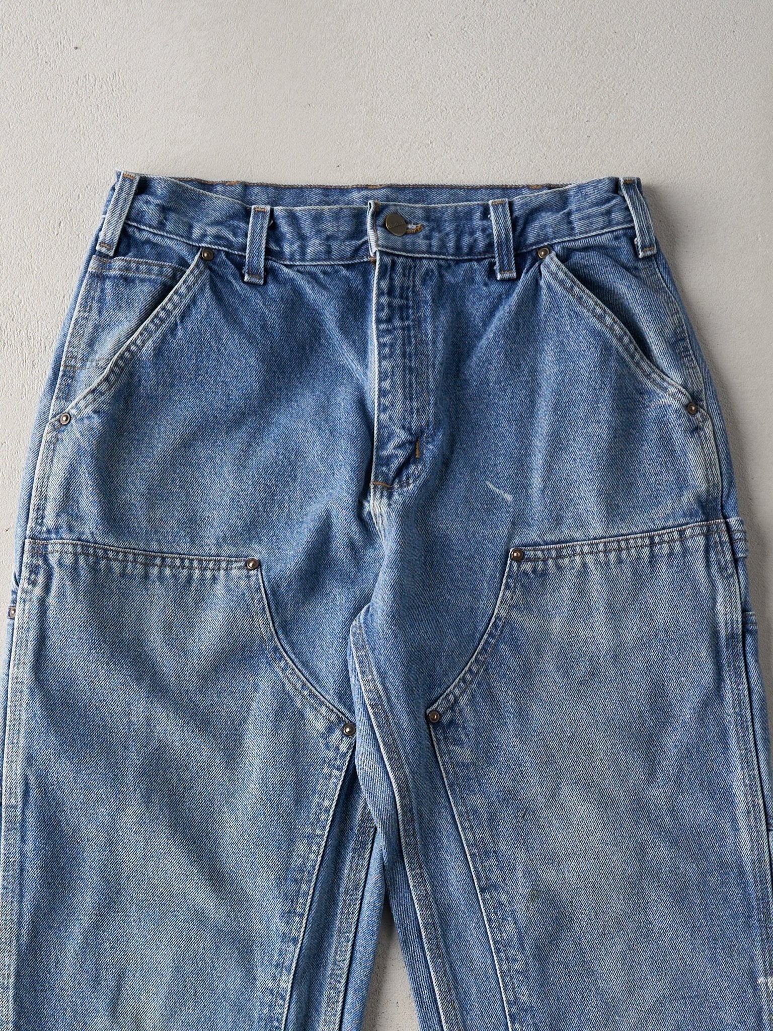 Vintage 90s Mid Wash Dungaree Double Knee Carhartt Denim Carpenter Pants (31x29)