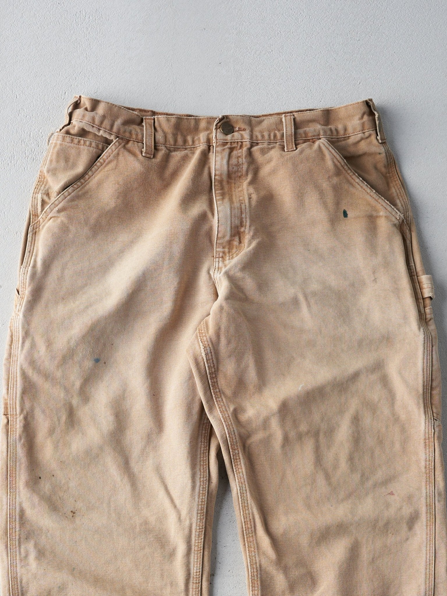 Vintage 90s Beige Cargo Carhartt Dungaree Fit Carpenter Pants (33x26.5)