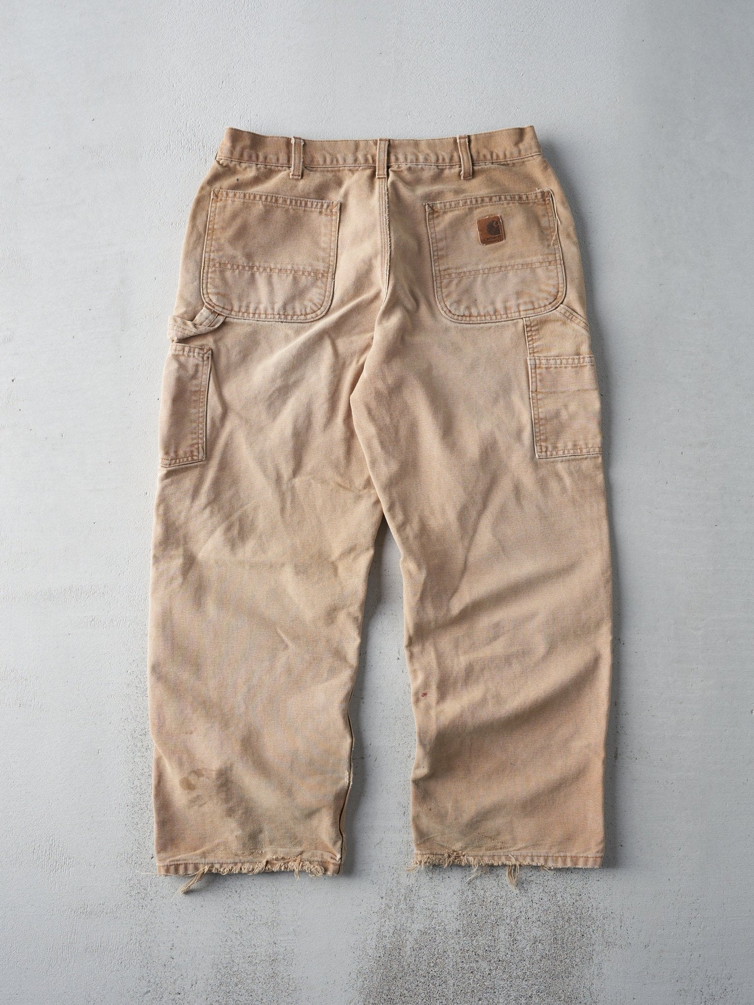 Vintage 90s Beige Cargo Carhartt Dungaree Fit Carpenter Pants (33x26.5)