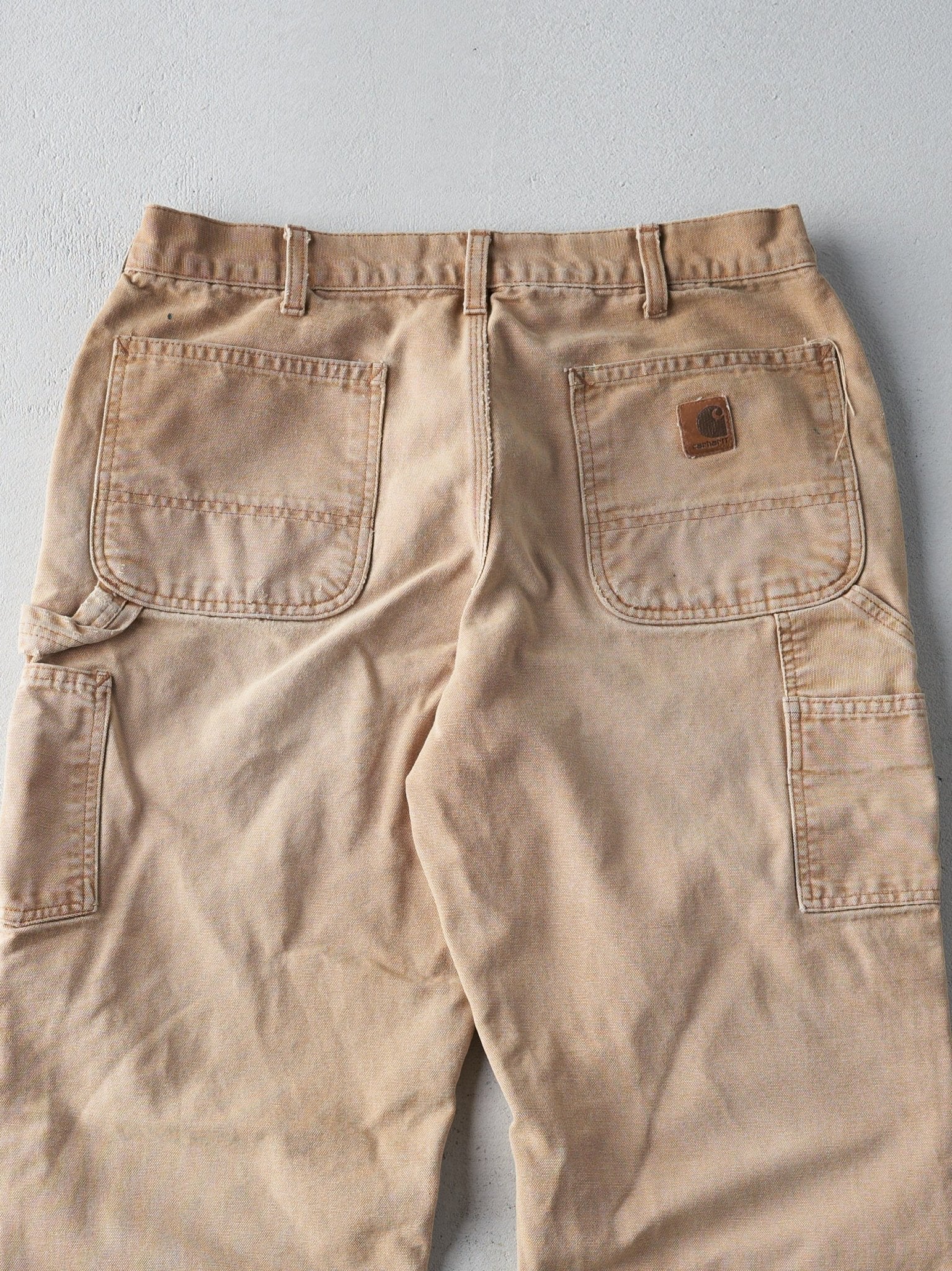 Vintage 90s Beige Cargo Carhartt Dungaree Fit Carpenter Pants (33x26.5)