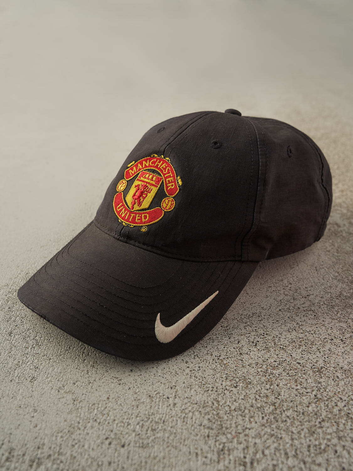 Vintage Y2K Black Manchester United Soccer Nike Embroidered Strapback