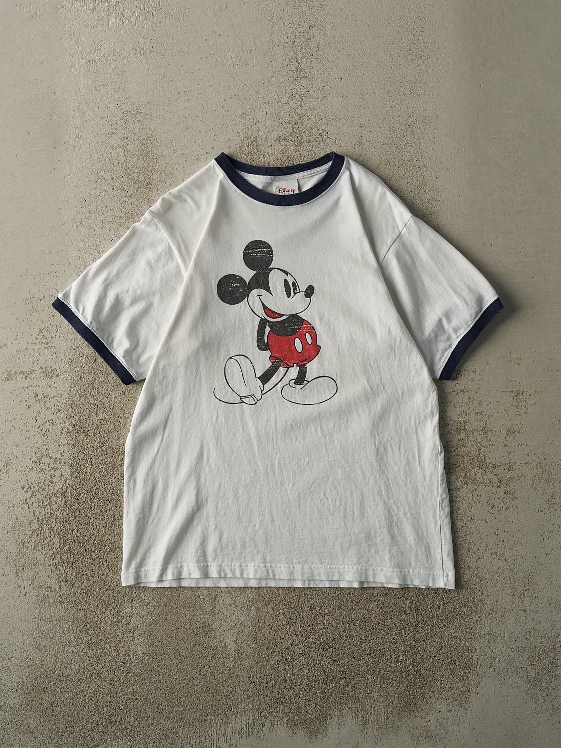 Vintage Y2K White & Navy Mickey Mouse Ringer Tee (M/L)