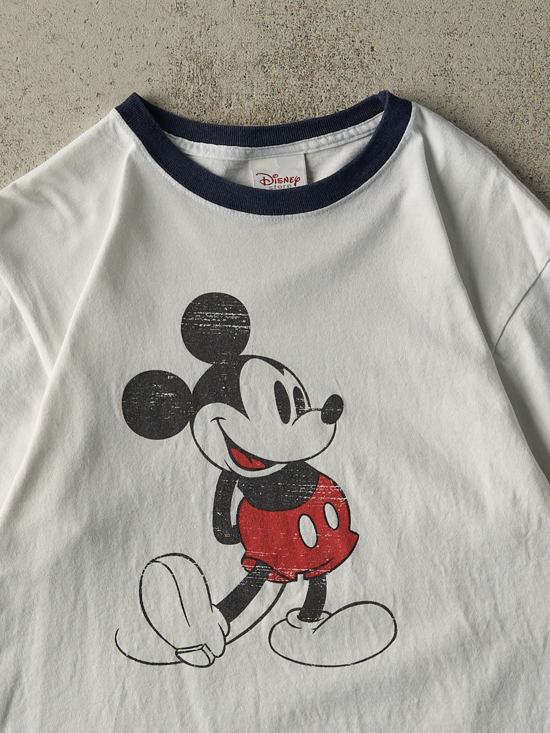 Vintage Y2K White & Navy Mickey Mouse Ringer Tee (M/L)
