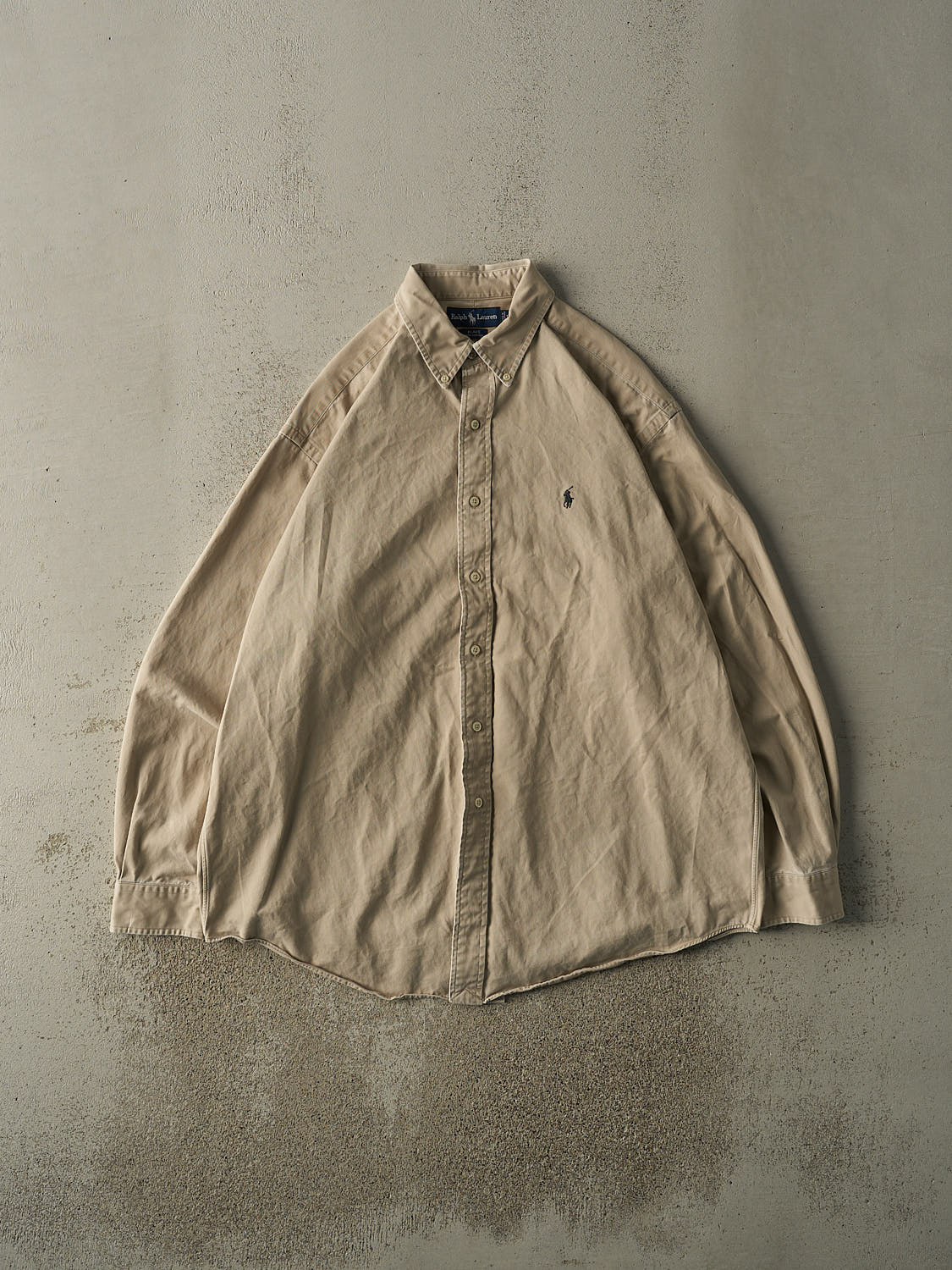 Vintage 90s Beige Ralph Lauren Button Up Long Sleeve (XXL)