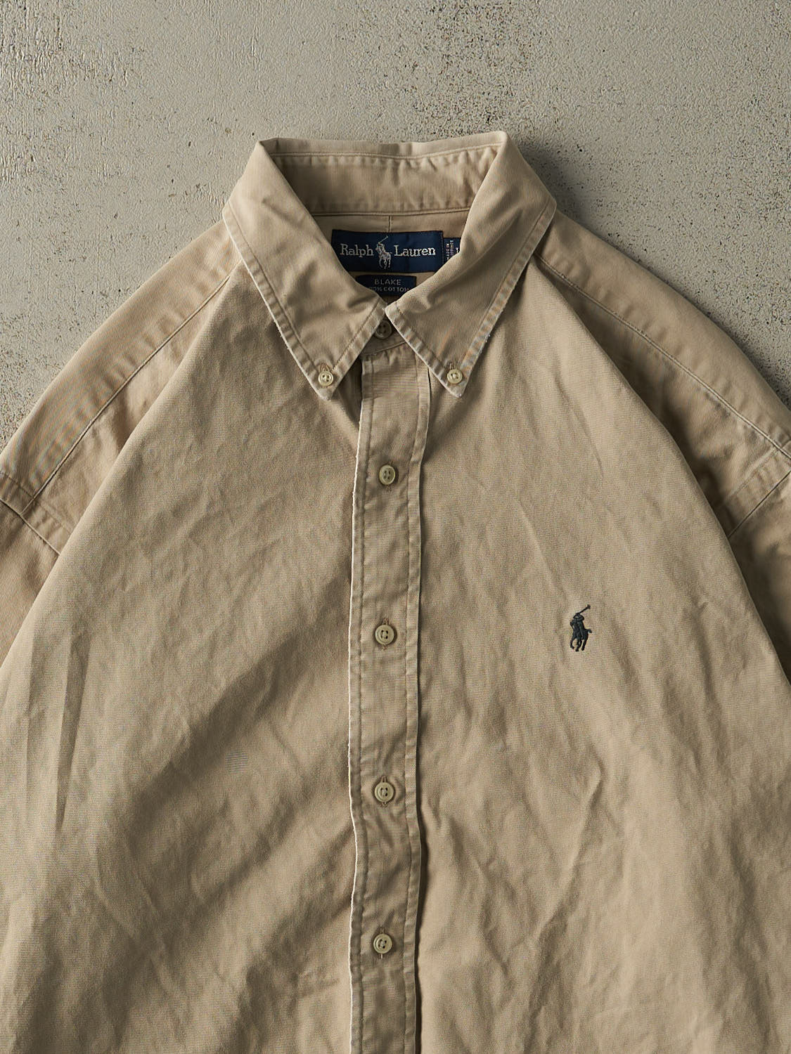 Vintage 90s Beige Ralph Lauren Button Up Long Sleeve (XXL)