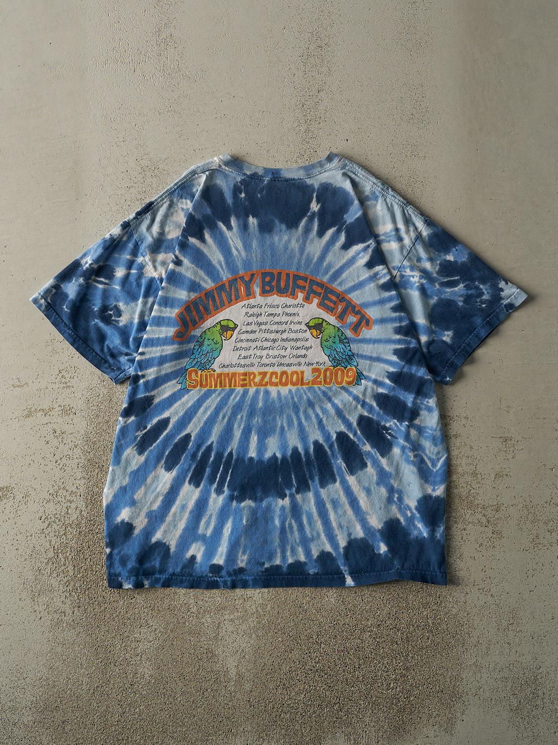Vintage 09' Blue Tie-Dye Jimmy Buffett Summerzcool Tour Tee (L/XL)