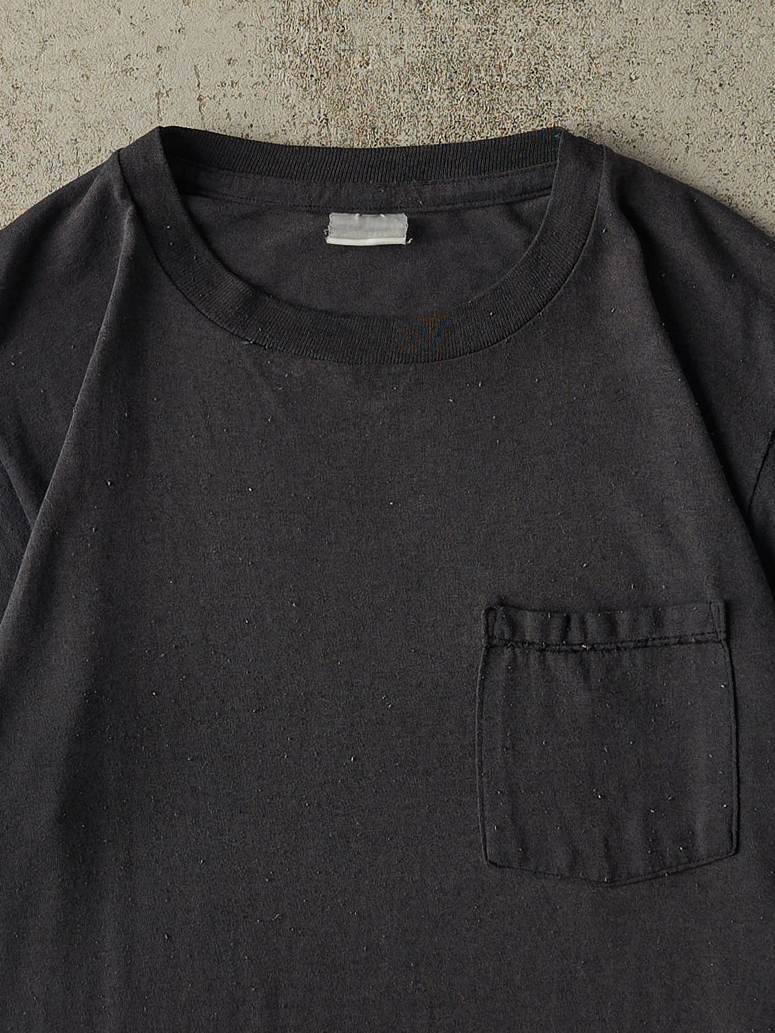 Vintage 80s Faded Black Single Stitch Pocket Tee (S/M)