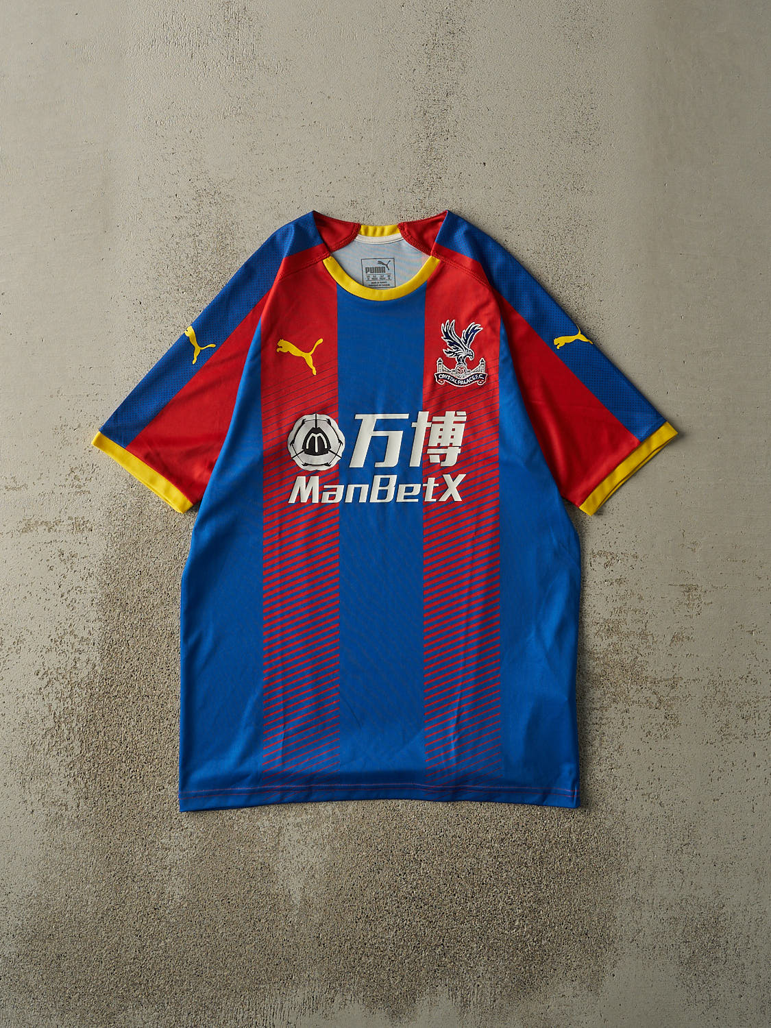 Vintage Y2K Blue, Red & Yellow Crystal Palace FC Soccer Jersey (S/M)