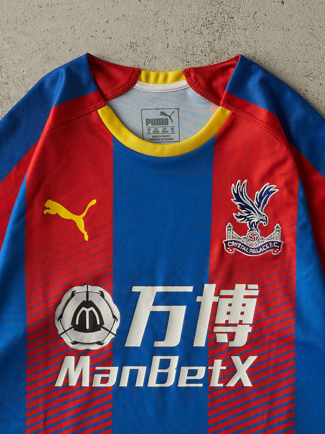 Vintage Y2K Blue, Red & Yellow Crystal Palace FC Soccer Jersey (S/M)