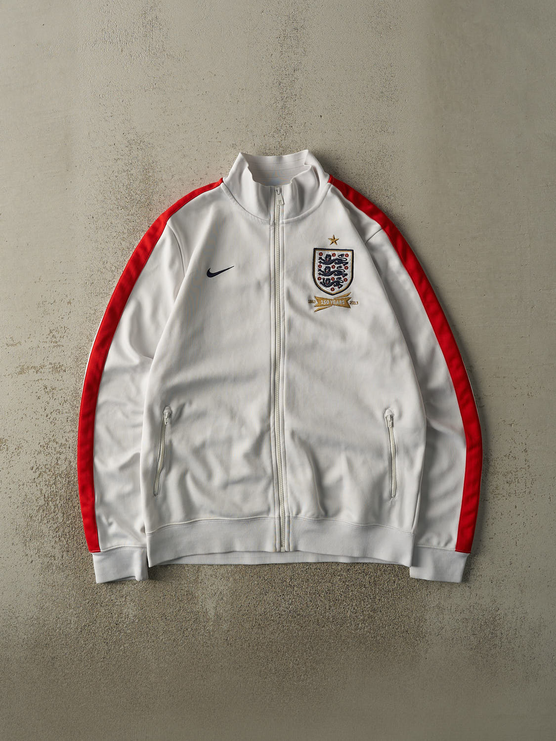 Vintage 13' White & Red England Nike Track Jacket (L)